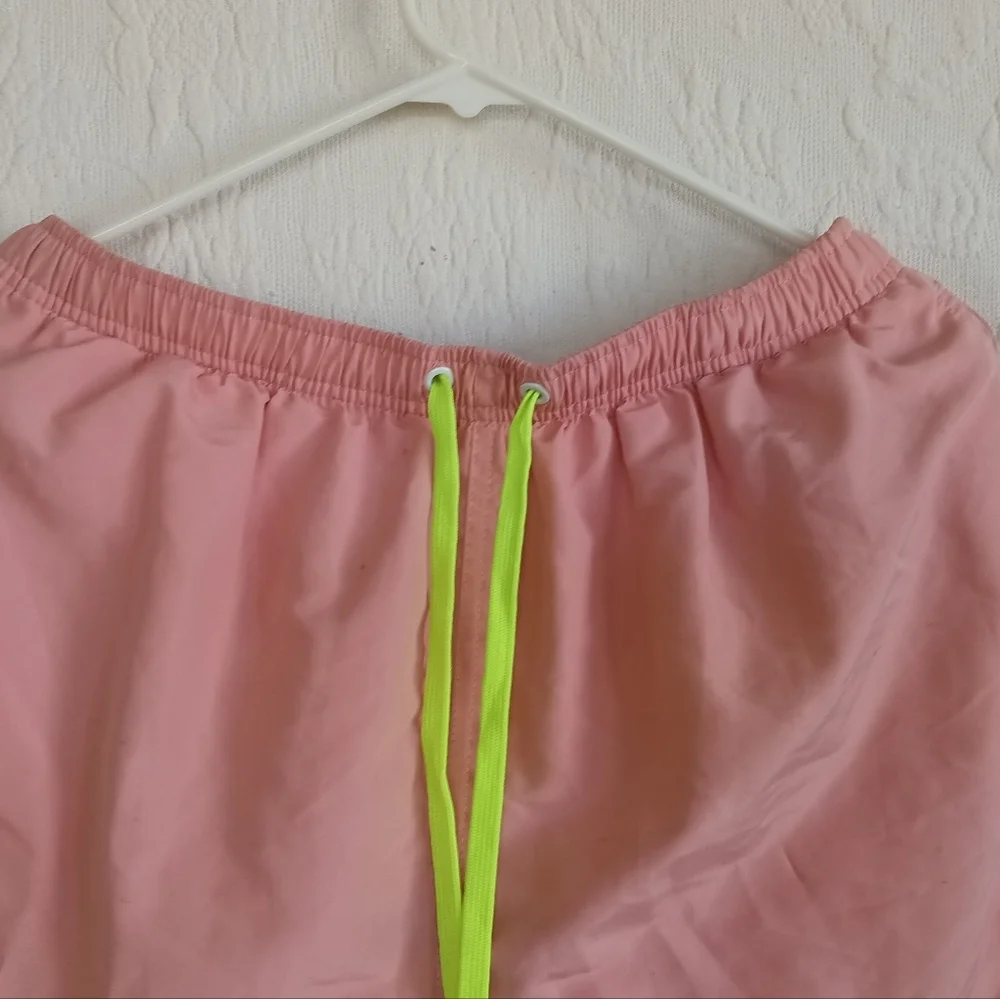 Neon Pink Swim Shorts Yellow Drawstring Beach Resort XL Board Shorts Water Fun